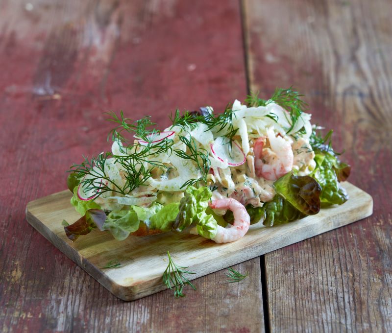 smorbrod med skagensalat