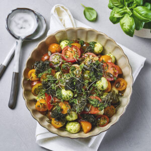 Caprese på norsk vis med tomater fra Hanasand i Rogaland